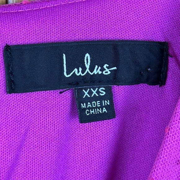 LULUS Dramatic Poise Hot Pink Dot Tulle Puff Sleeve Tiered Mini Dress XXS - Picture 4 of 16